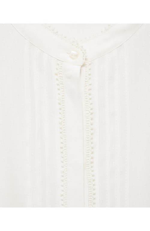 MANGO MANGO OPENWORK DETAIL BUTTON-UP SHIRT 
