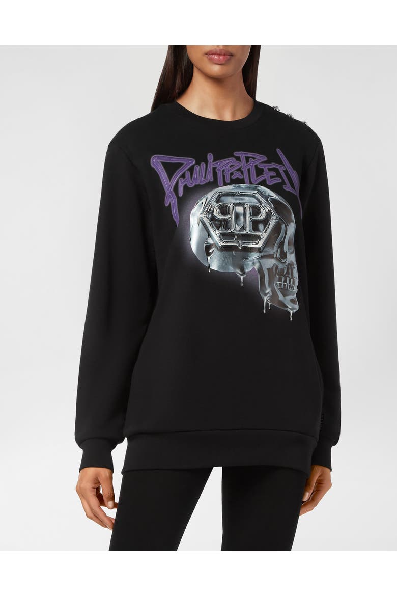 Sweatshirt Skull Women, Main, color, black