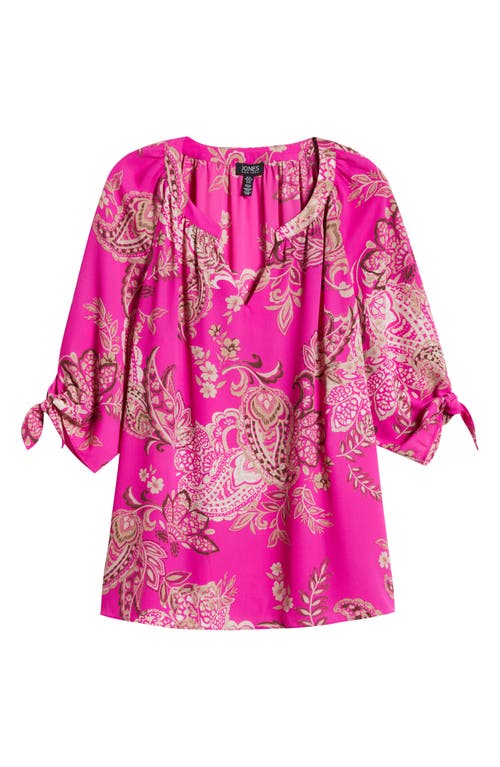 Jones New York Paisley Print Raglan Sleeve Top In Pink