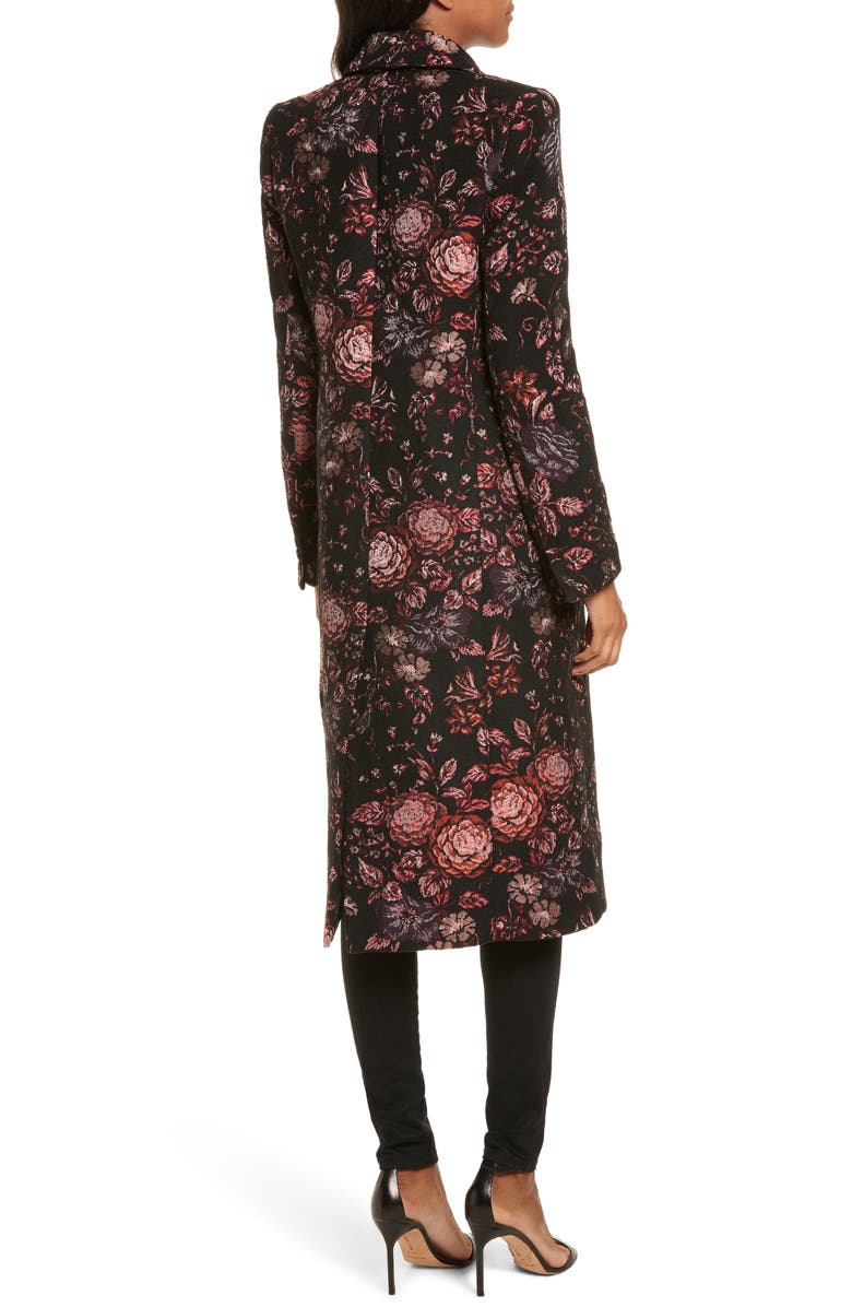 Smythe Floral Jacquard Peaked Lapel Coat, Alternate, color,