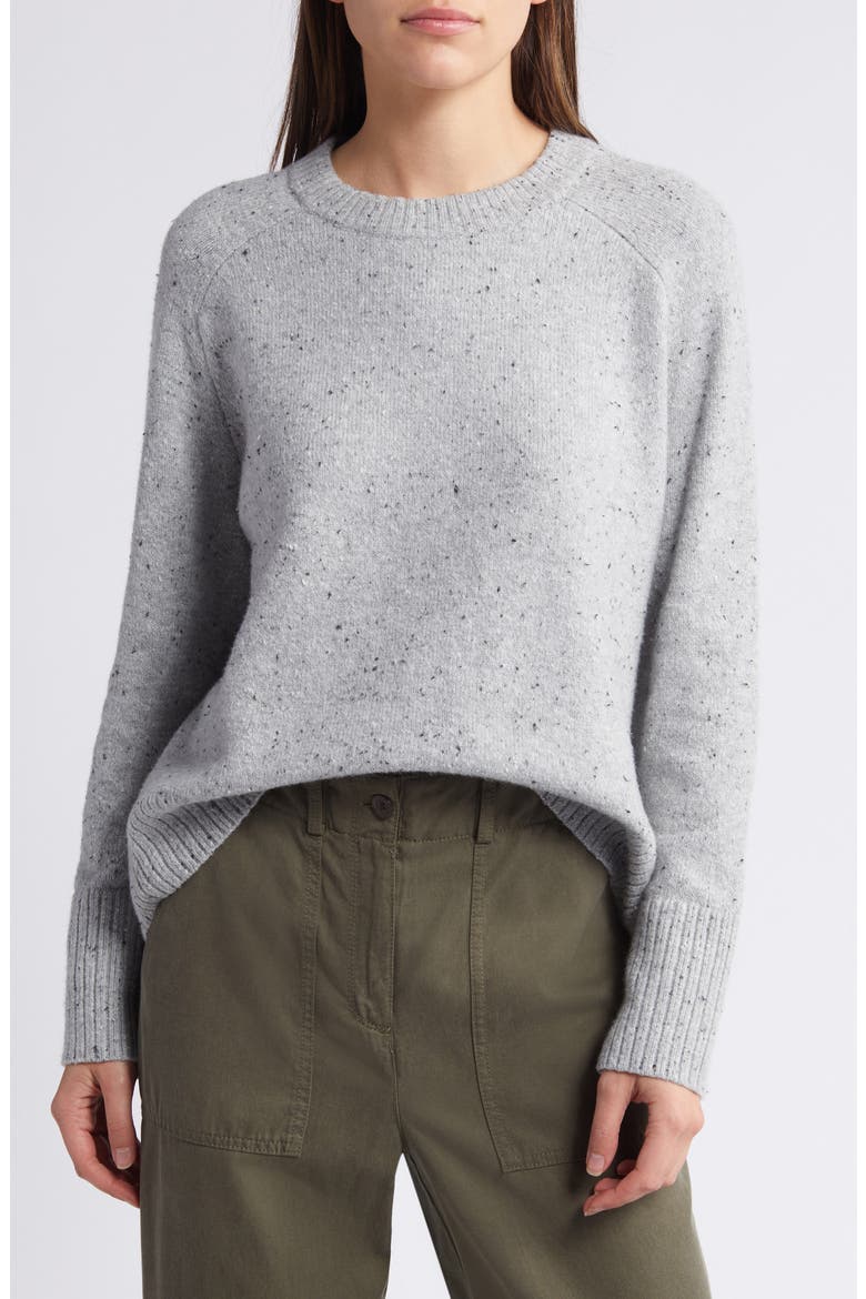 Speckled Pima Cotton Blend Sweater, Main, color, GREY HEATHER NEP