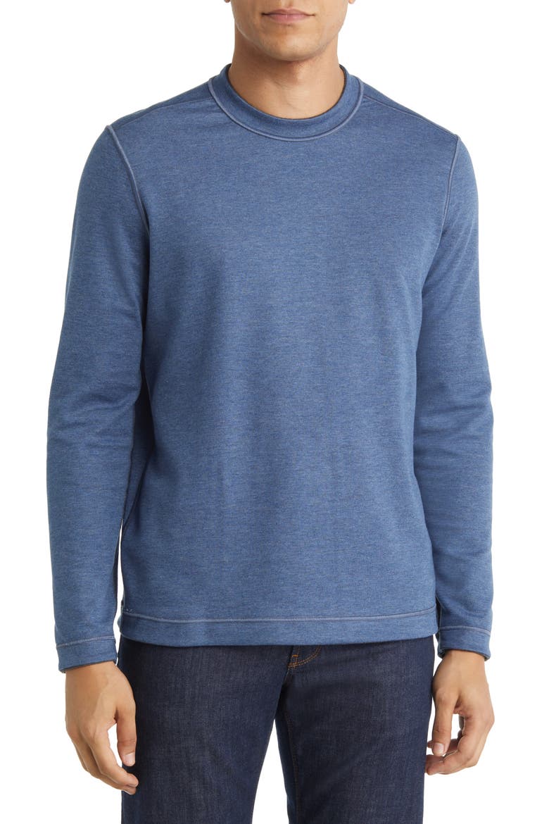Men's Reversible Cotton & Modal Blend Sweater, Main, color, BLUE/ LIGHT GREY