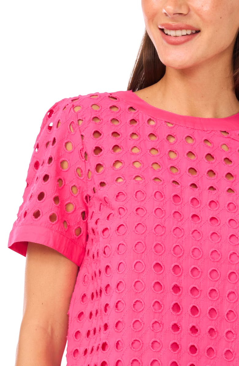 CeCe Circle Eyelet Cotton Top, Alternate, color, Pink Taffy