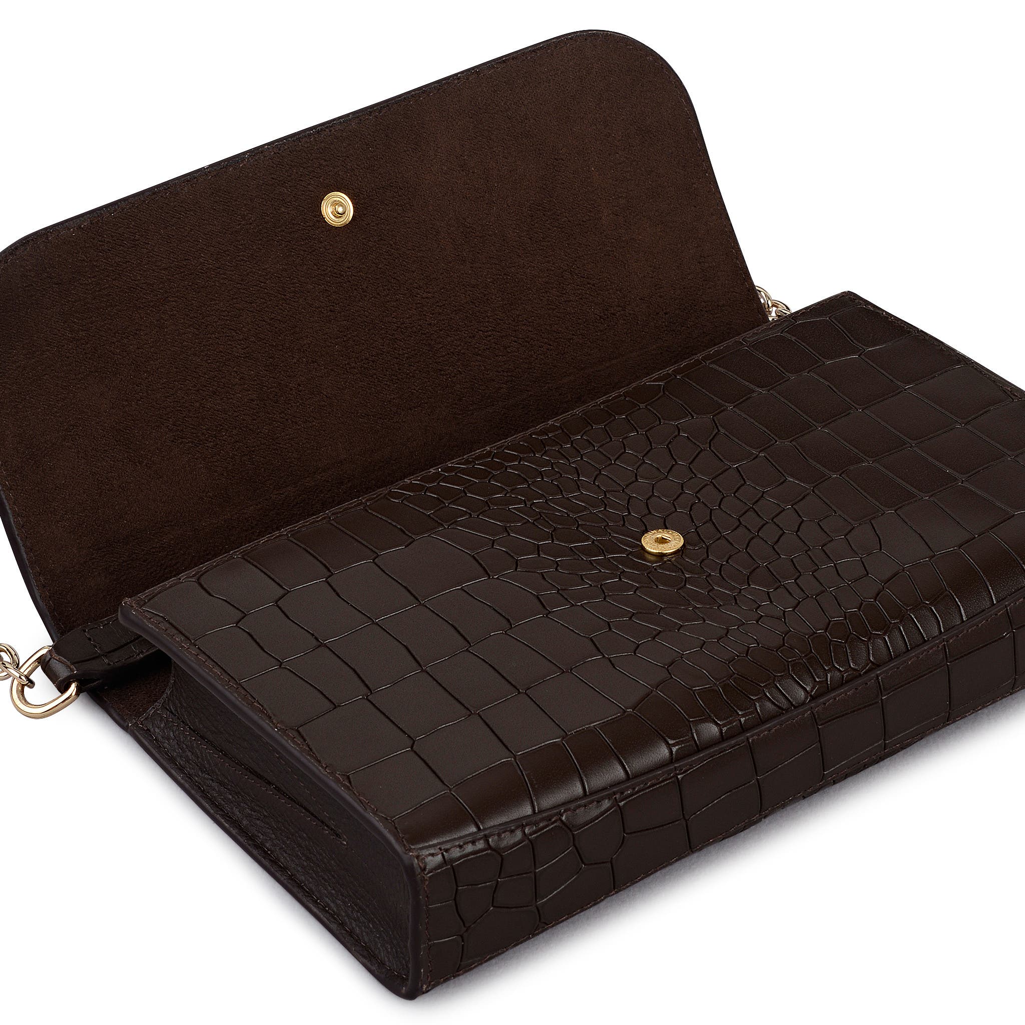 Radley The Rathbone - Faux Croc Micro Flapover Crossbody Bag, Alternate, color, Dark Oak