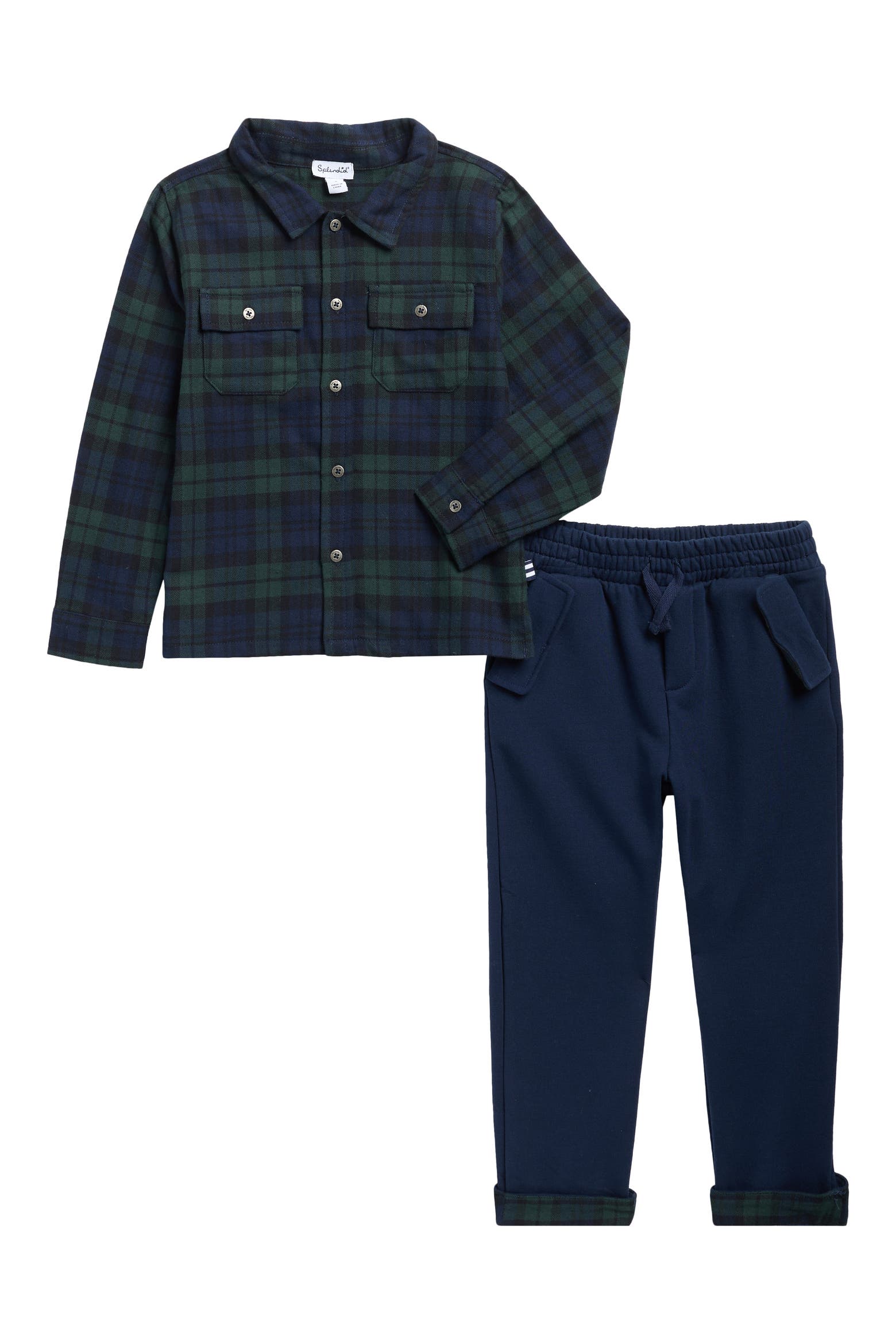 Splanded Splendid Kids' Hunter Plaid Flannel Shirt & Joggers Set | Nordstromrack