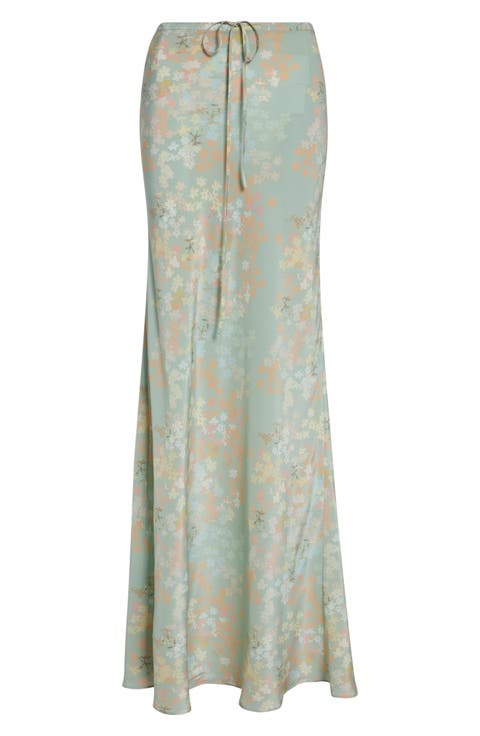 Emily Floral Print Silk Maxi Skirt