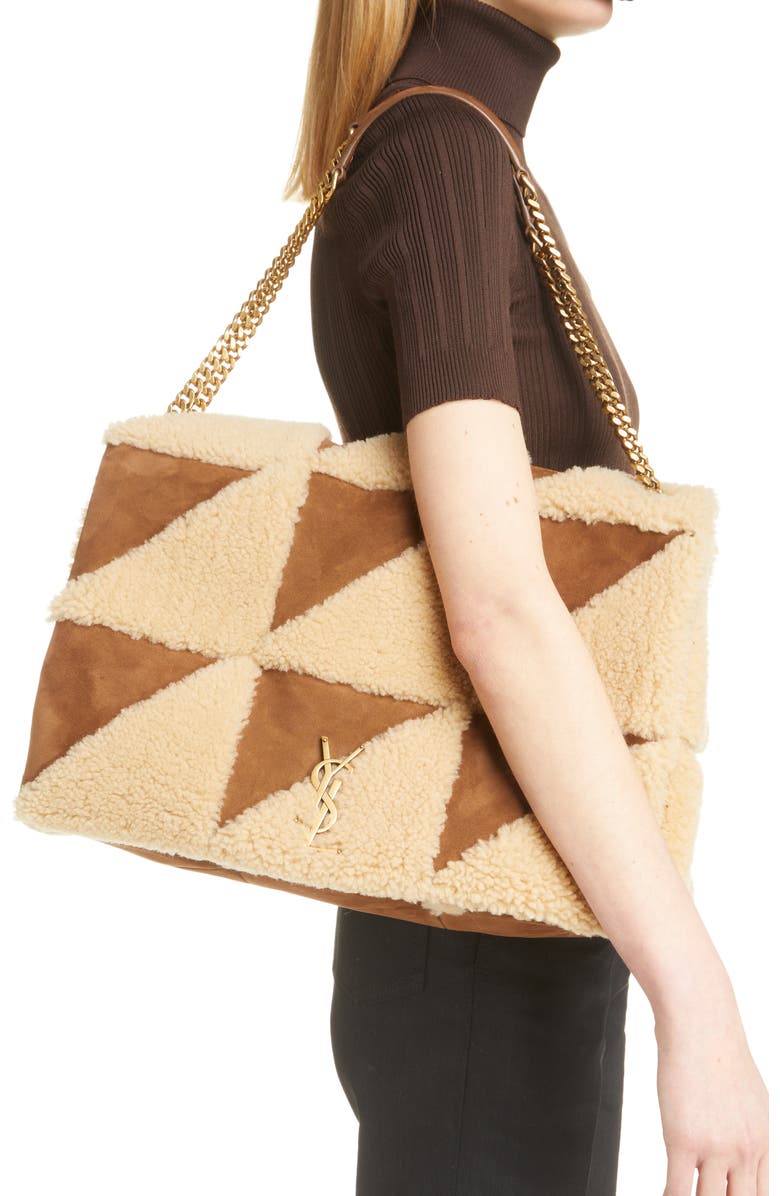 Saint Laurent Giant Jamie Genuine Shearling Shoulder Bag, Alternate, color,