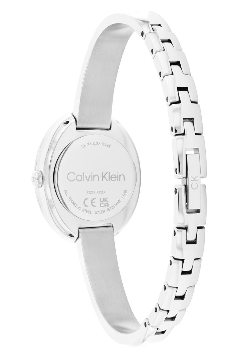 Twisted Bezel Quartz Bangle Watch, 24mm, Alternate, color, SILVER