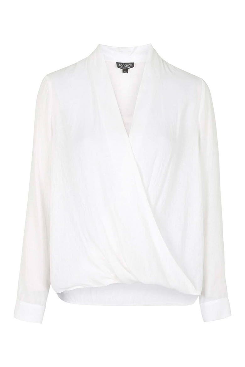 Drape Front Blouse, Alternate, color, WHITE