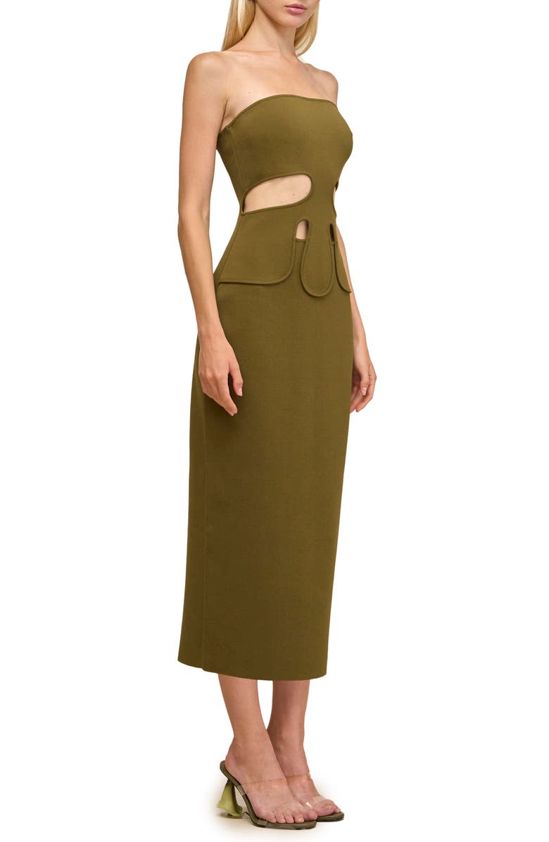 Cult Gaia Brunelo Cutout Detail Strapless Sweater Dress, Alternate, color, Rosemary