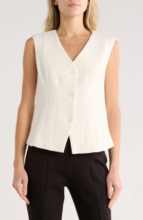 Solid Button Front Vest