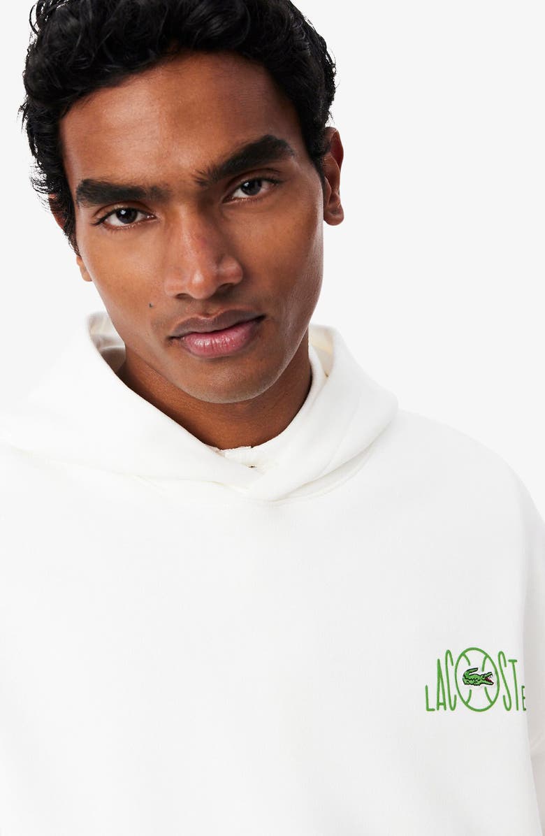 Lacoste Tennis Logo Cotton Fleece Hoodie, Alternate, color, Flour