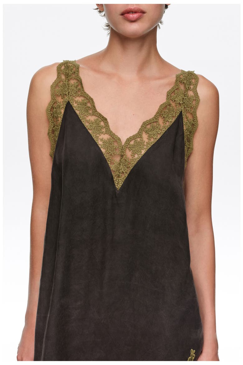 Long Camisole Top with Lace Trim, Alternate, color, WASHED BLACK
