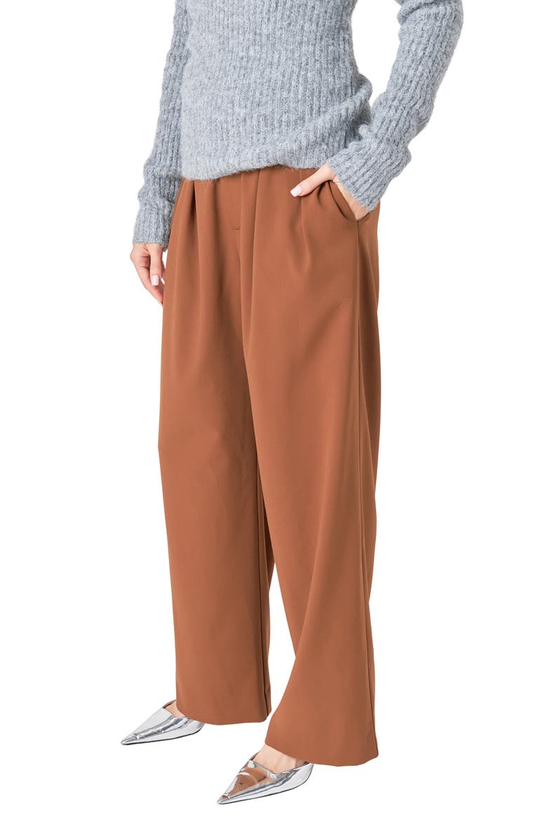 High Waist Wide Leg Pants, Alternate, color, BROWN