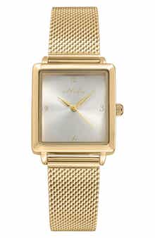 Ettika Square Case Mesh Strap Watch