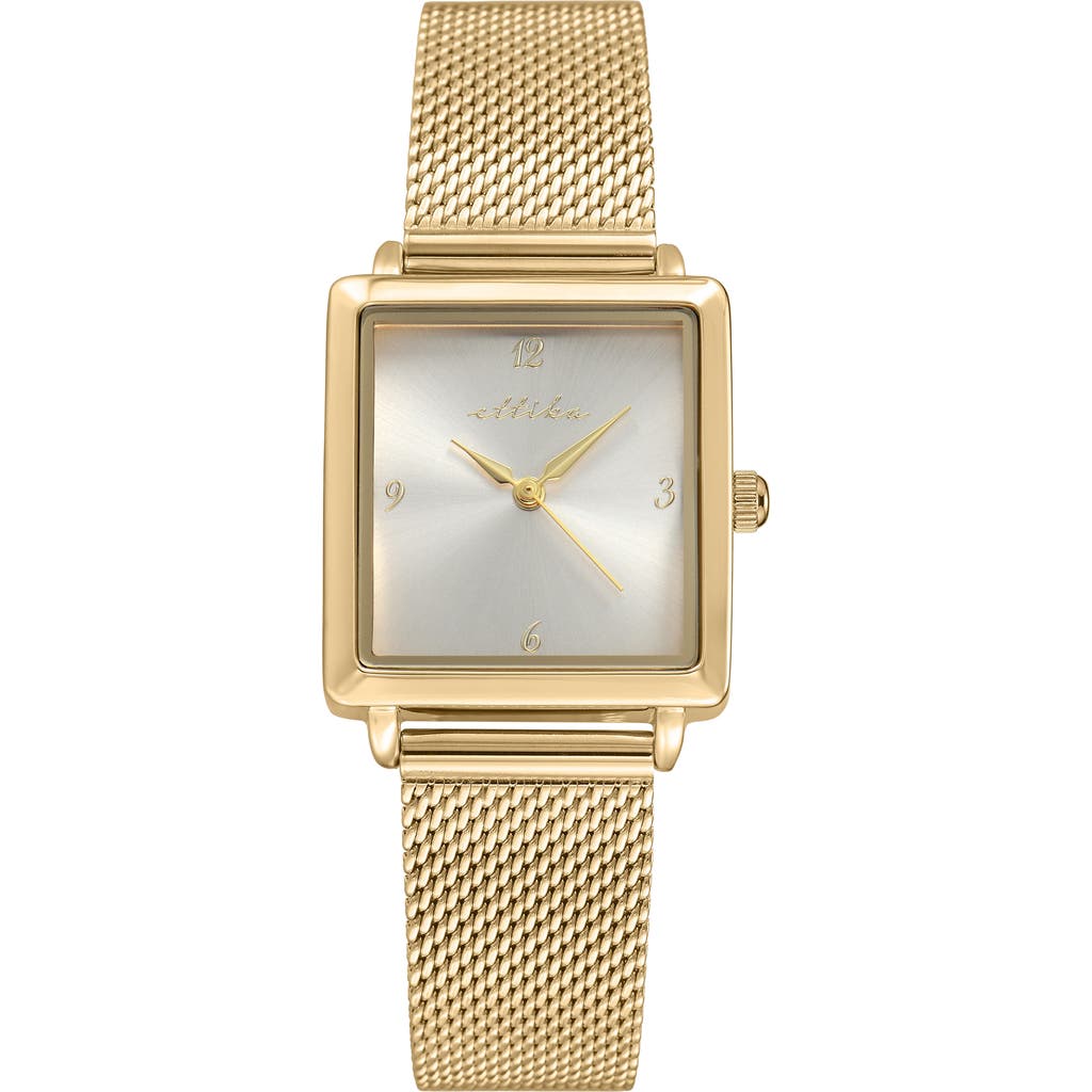 Ettika Square Case Mesh Strap Watch In Gold