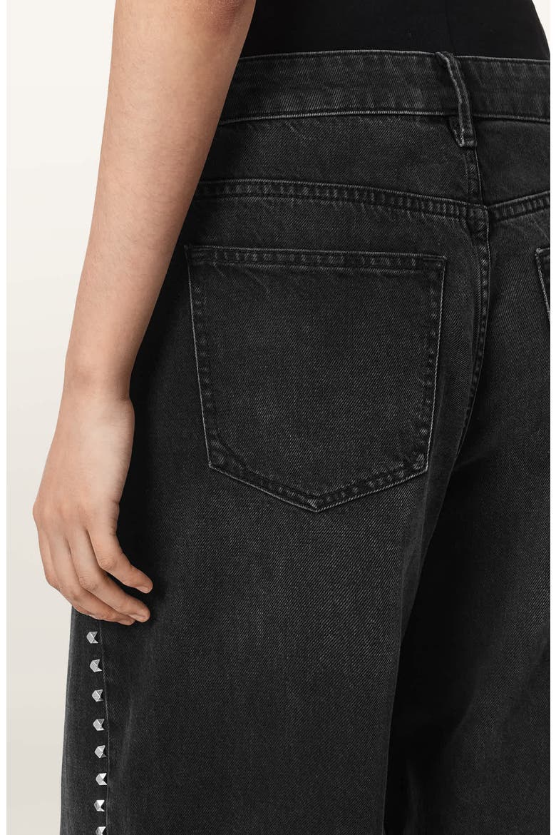 Sway Studded High Waist Wide Leg Jeans, Alternate, color, WASHED BLACK