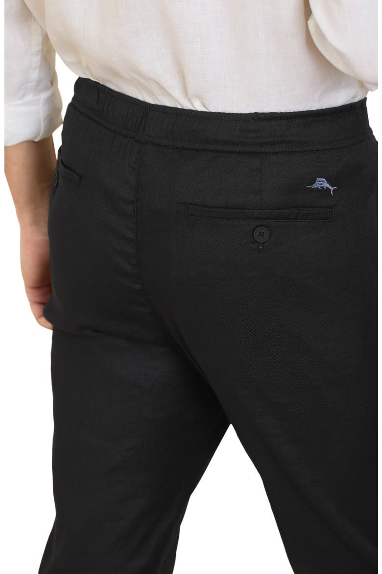 Beach Coast Stretch Linen & Cotton Pants, Alternate, color, BLACK