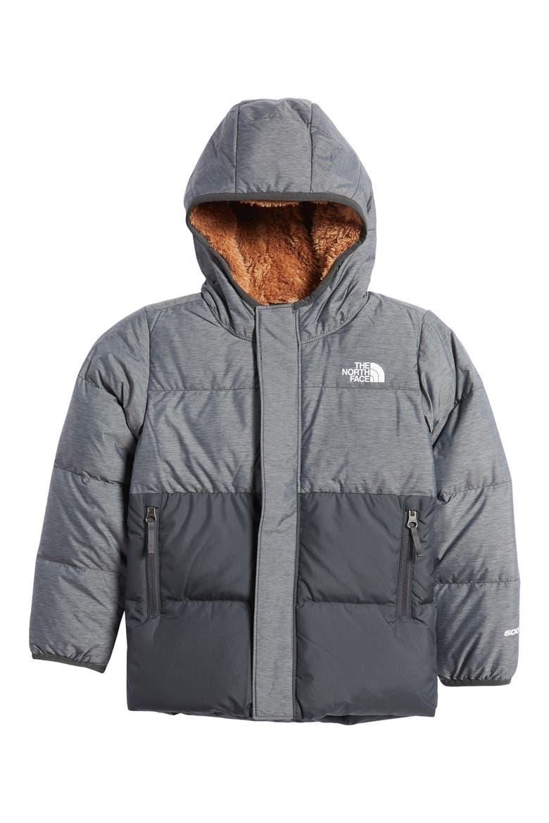 Kids' North Hooded Water Repellent 600 Fill Power Down Jacket, Main, color, MEDIUM GREY HEATHER