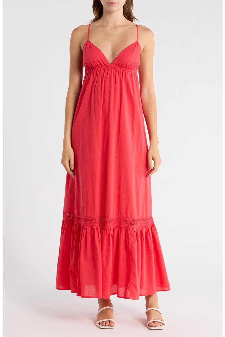 Cotton Maxi Dress, Main, color, RED SAUCY