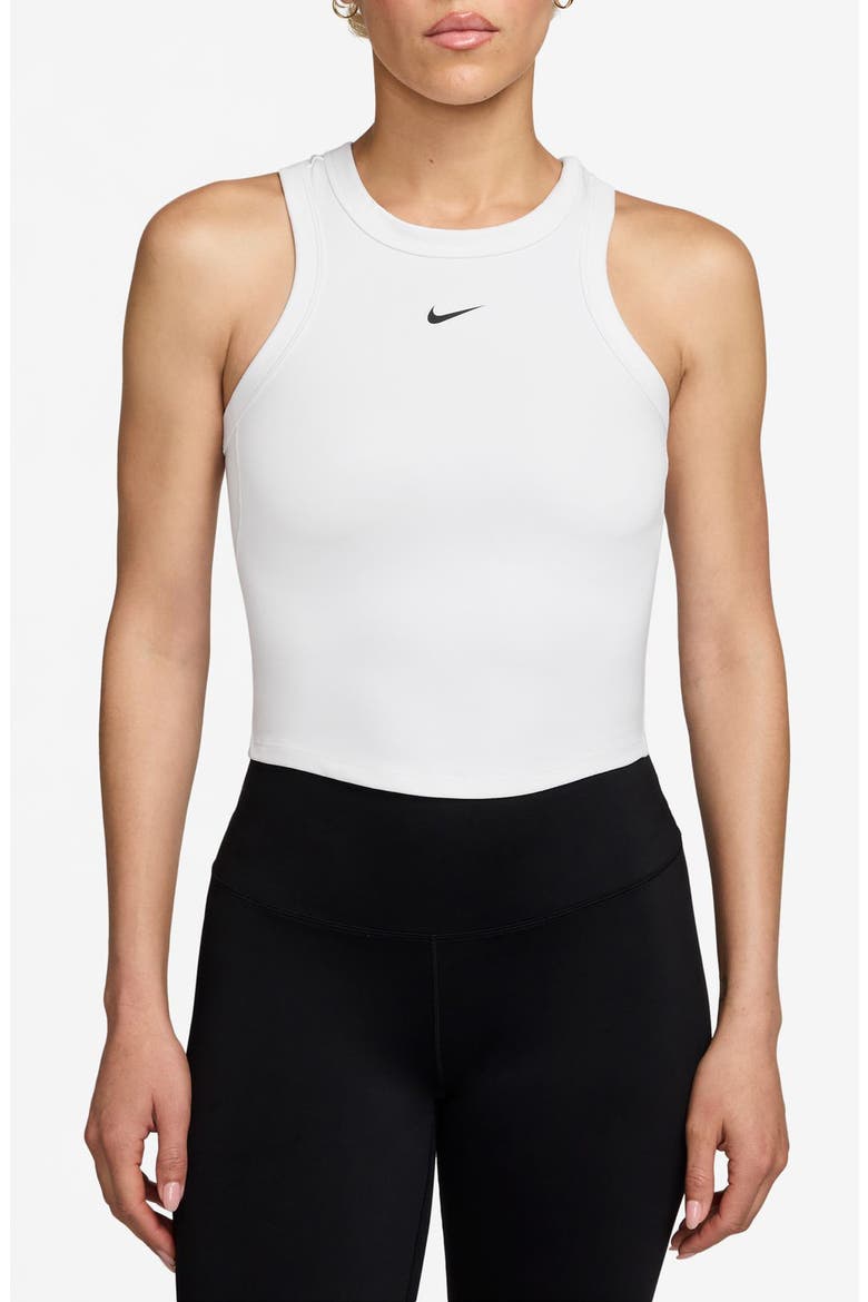 One Fitted Dri-FIT Cropped Tank Top, Main, color, 101 WHITE/BLACK