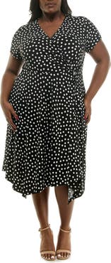 Nina Leonard Asymmetric Midi Dress