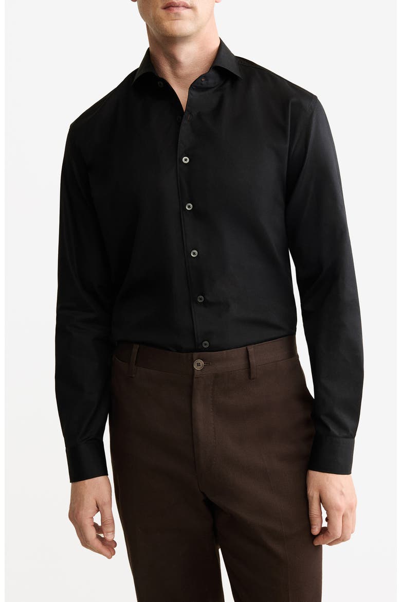 Regular Fit Cotton Button-Up Shirt, Main, color, BLACK