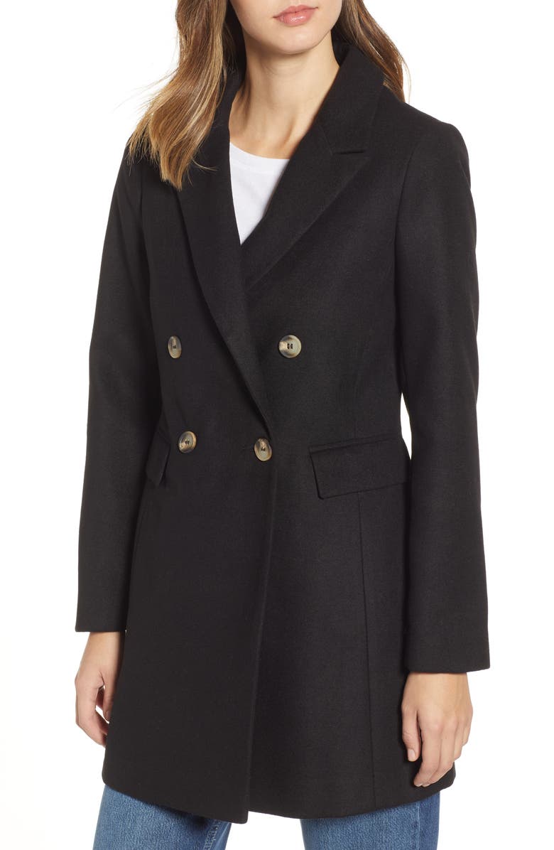 Topshop Naomi Faux Fur Collar Coat, Alternate, color, 