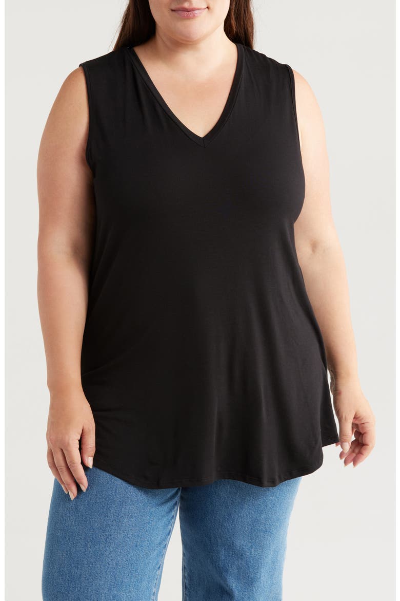 V-Neck Jersey Tank, Main, color, BLACK