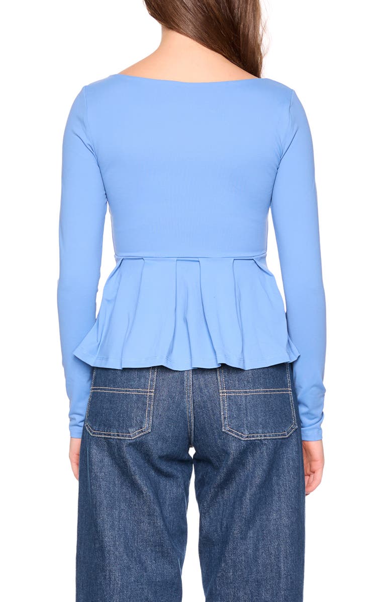Susana Monaco Pleated Peplum Top, Alternate, color, Cornflower
