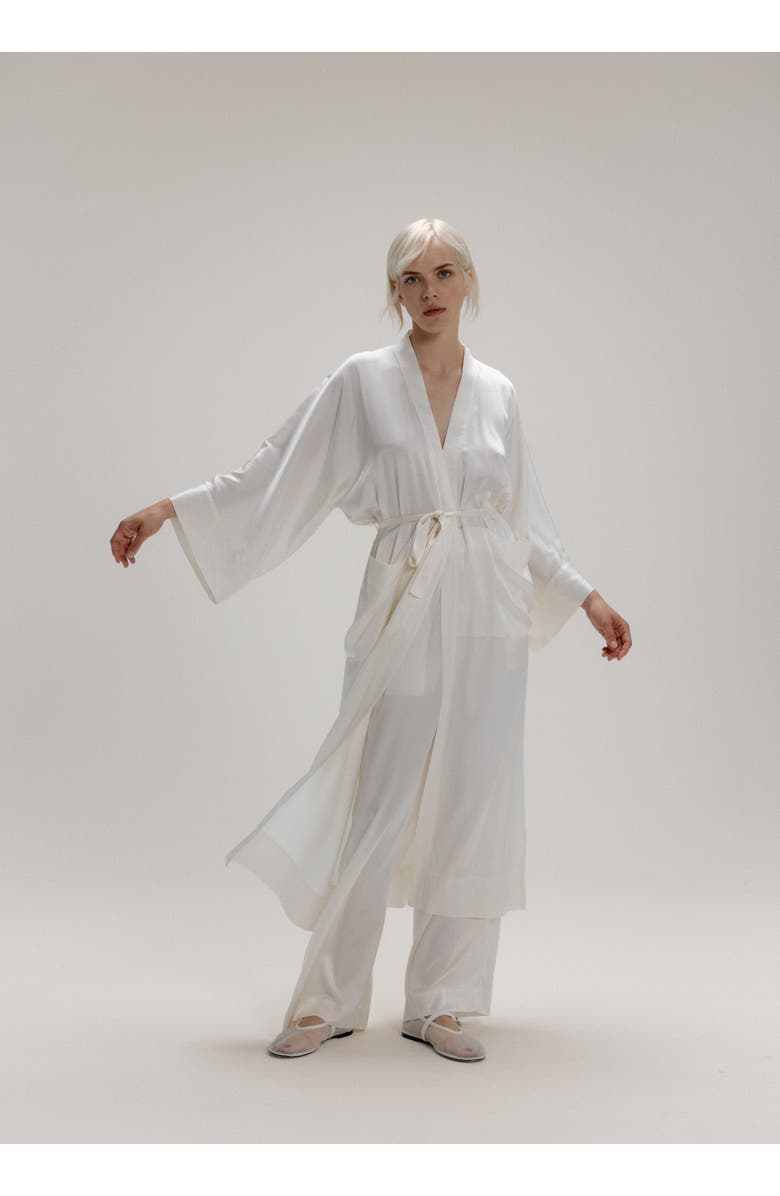 Alas Silk Kimono Robe, Alternate, color, Milk White