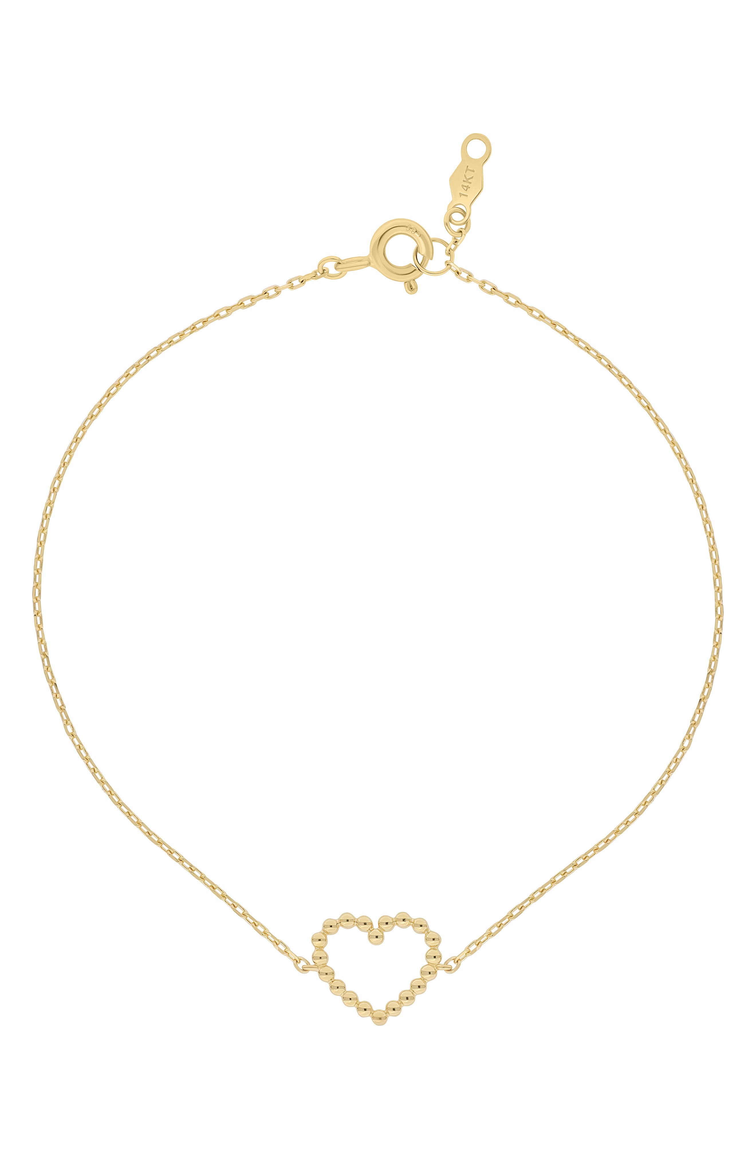 Bony Levy 14K Gold Beaded Heart Charm Bracelet
