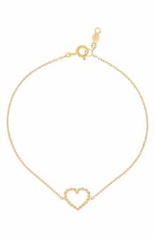 Bony Levy 14K Gold Beaded Heart Charm Bracelet