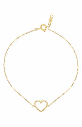 Bony Levy 14K Gold Beaded Heart Charm Bracelet