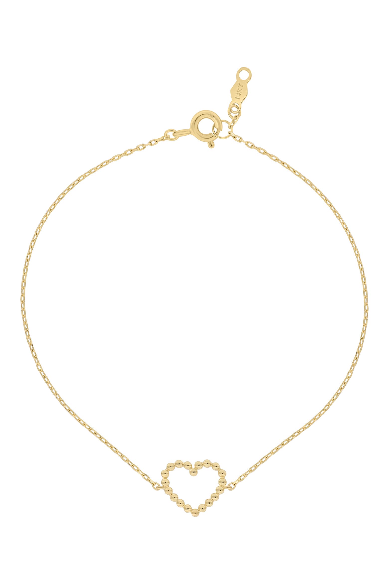 Bony Levy 14K Gold Beaded Heart Charm Bracelet (Women) | Nordstromrack