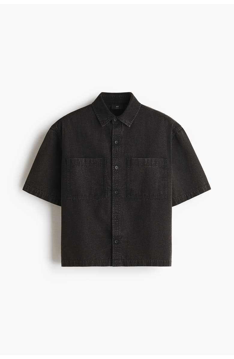 H&M Relaxed Fit Cotton Canvas Shirt, Alternate, color, Black