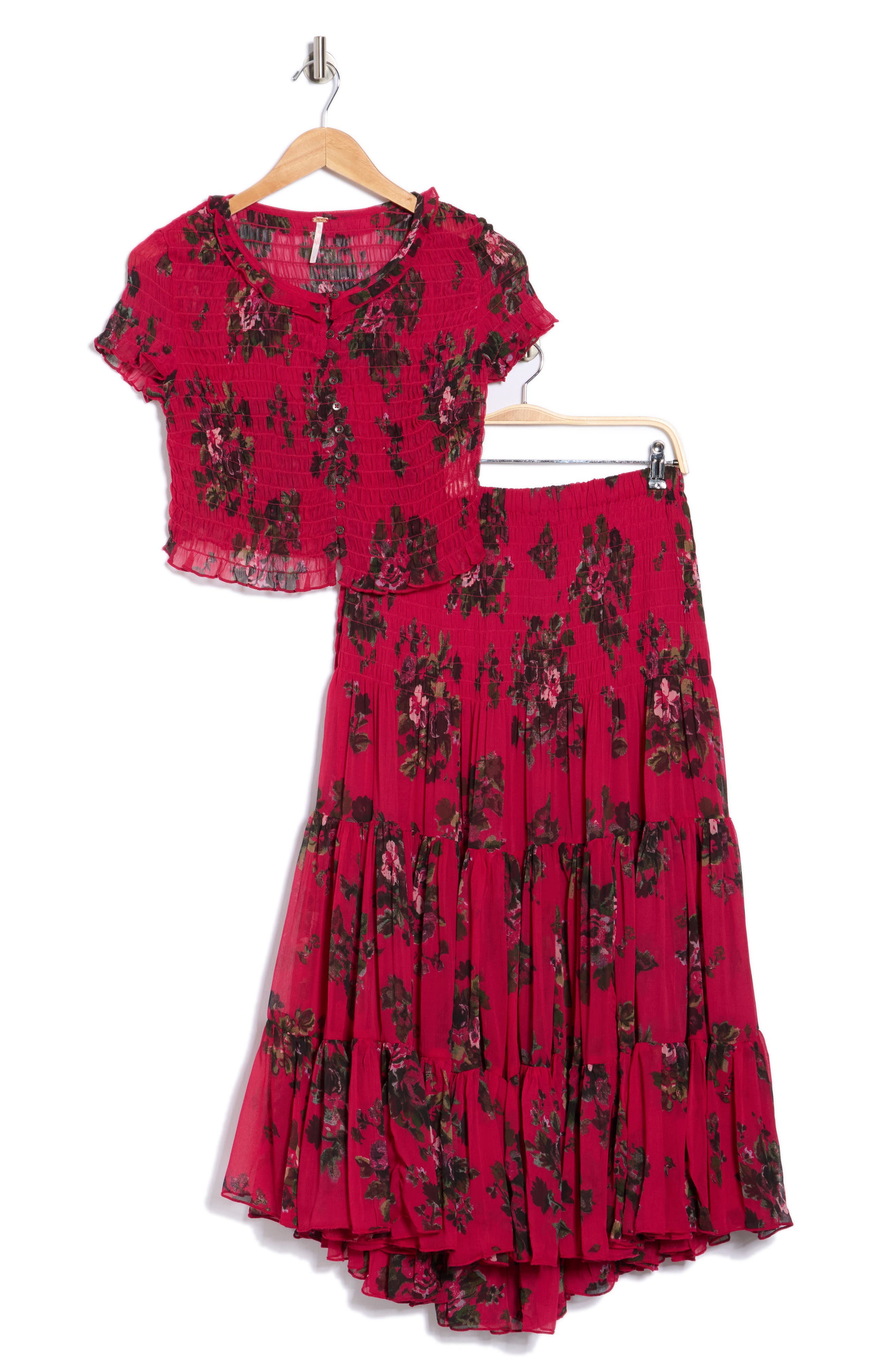 Free People Blooming Romance Top & Skirt Set