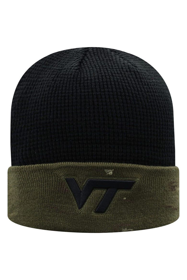 Men's Top of the World Olive/Black Virginia Tech Hokies OHT Military Appreciation Skully Cuffed Knit Hat, Main, color, Olive