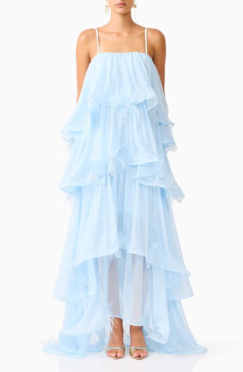 Zadie Tiered Appliqué Chiffon Gown