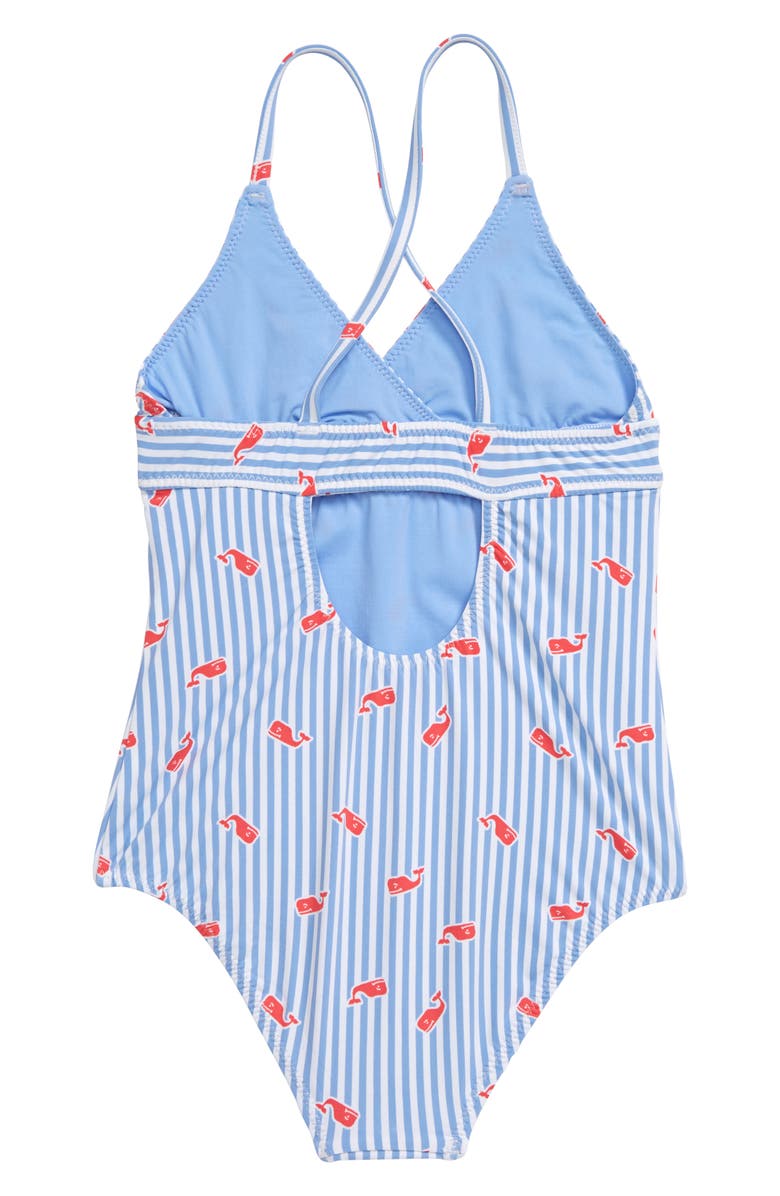 vineyard vines Whale Stripe One-Piece Swimsuit, Alternate, color,
