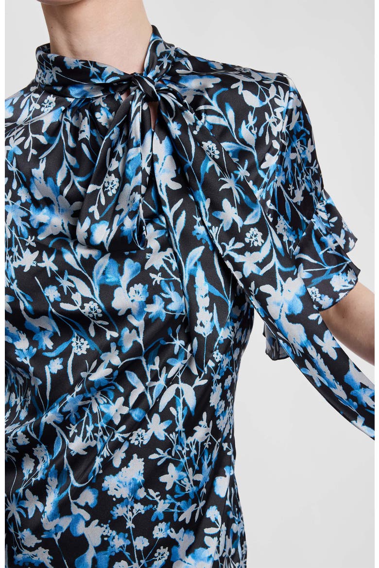 Athena Floral Blouse with Short Flutter Sleeves, Alternate, color, MIDNIGHT