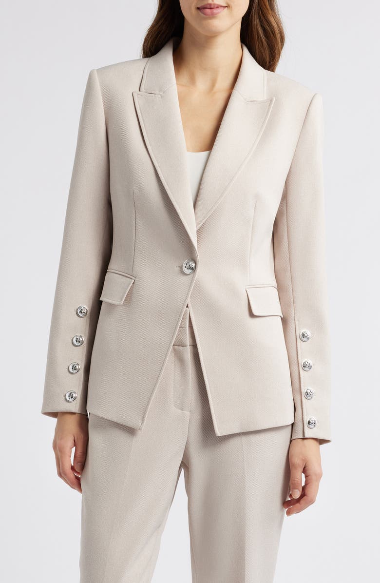 Tahari ASL One-Button Blazer, Main, color, Oatmeal