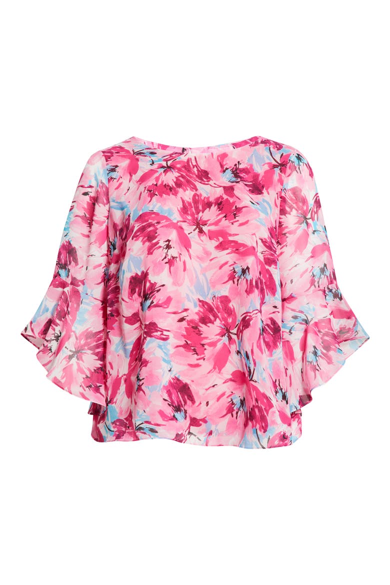 Floral Print Ruffle Top, Alternate, color, LILY WHITE MULTI