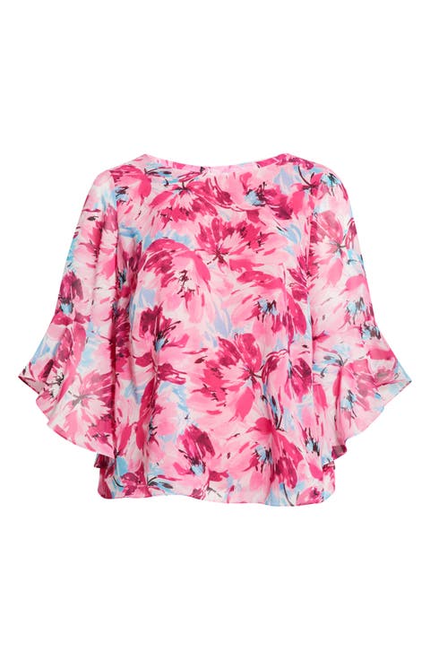 Floral Print Ruffle Top (Plus)