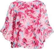 KASPER Floral Print Ruffle Top