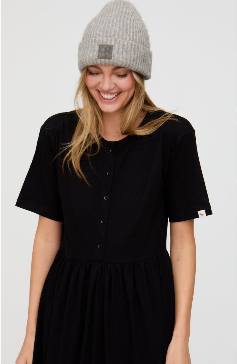 Turtledove London Organic Cotton Matilda Midi Dress, Alternate, color, Black