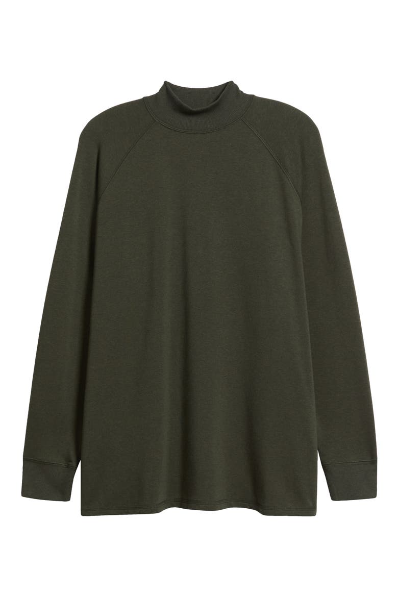 Mock Neck Long Sleeve Terry Shirt, Alternate, color, WOODLAND