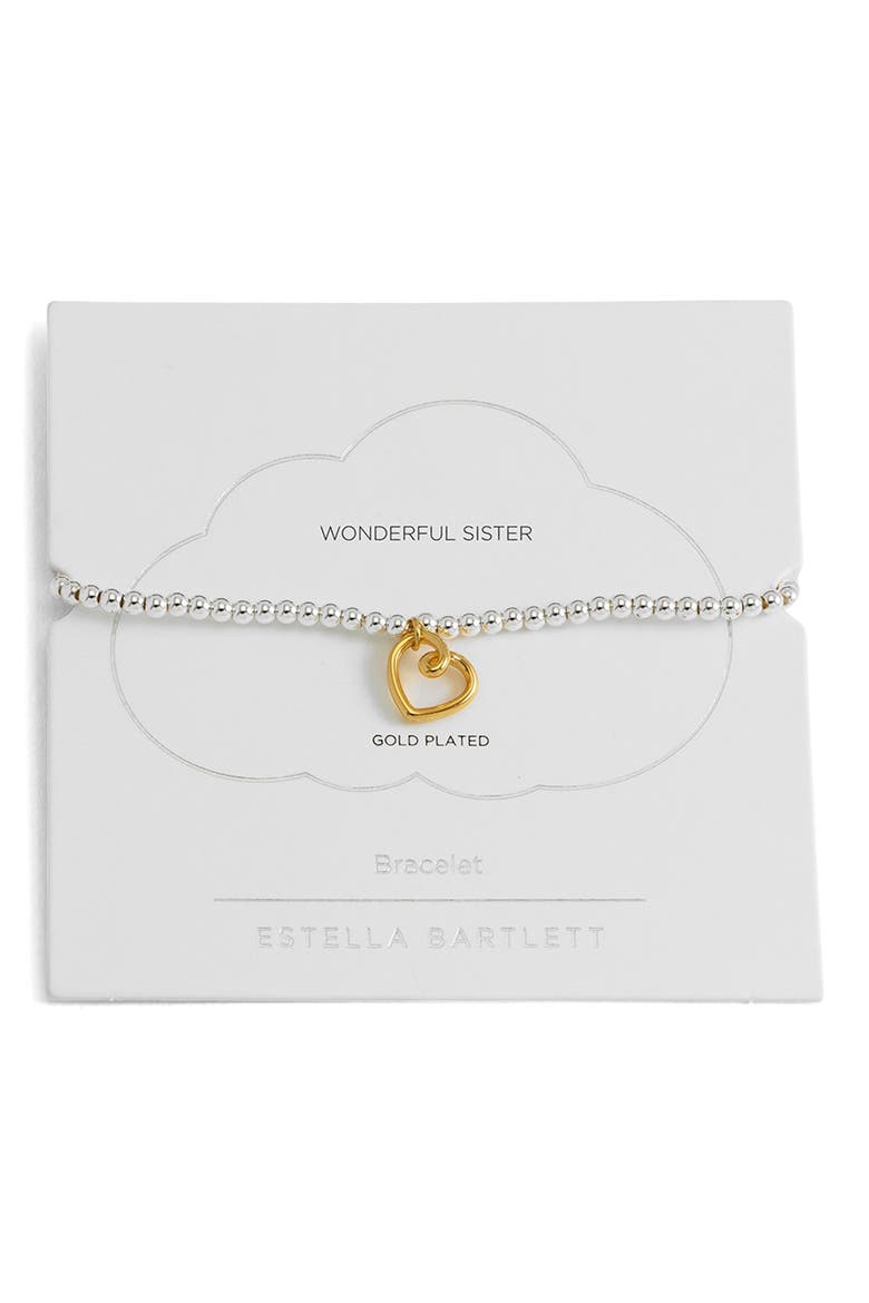 Heart Beaded Stretch Bracelet, Main, color, GOLD AND SILVER