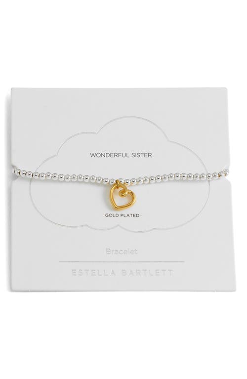 Estella Bartlett Heart Beaded Stretch Bracelet In Metallic