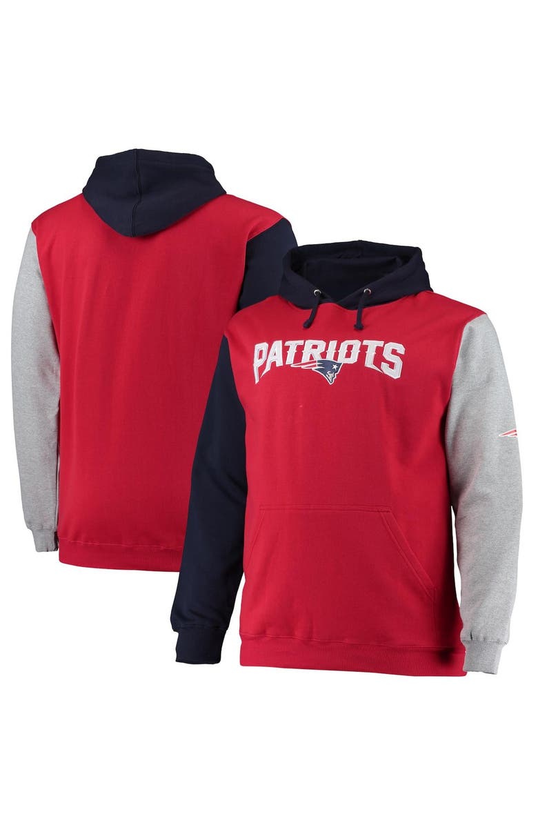 PROFILE Men's Navy/Red New England Patriots Big & Tall Pullover Hoodie, Alternate, color, 